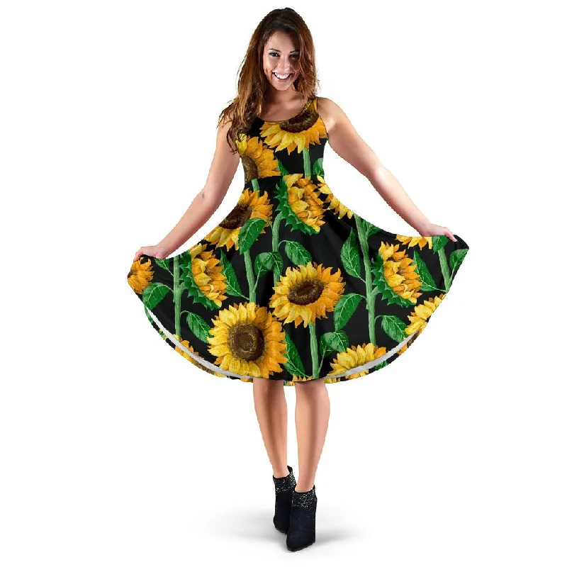 Cartoon Sunflower Pattern Print Dress