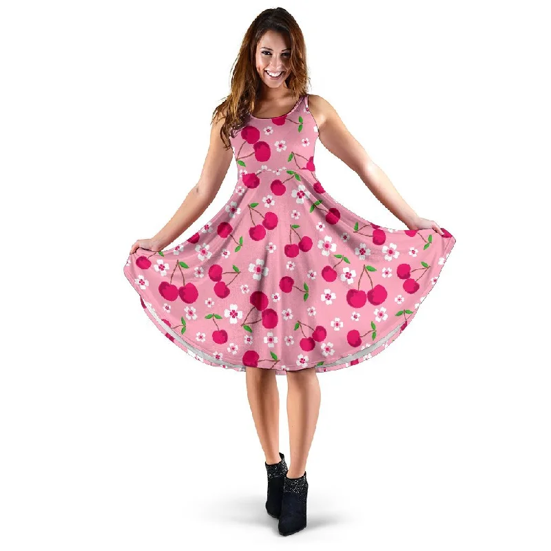 Cherry Floral Pattern Print Dress