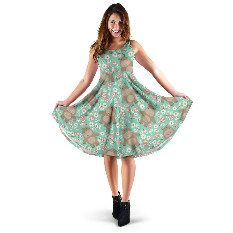 Hippo Floral Pattern Print Dress