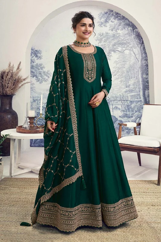 Dark Green Embroidered Anarkali Dress